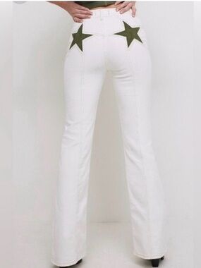 New! We the free- free people- firecracker high rise flare jeans 28s ivory